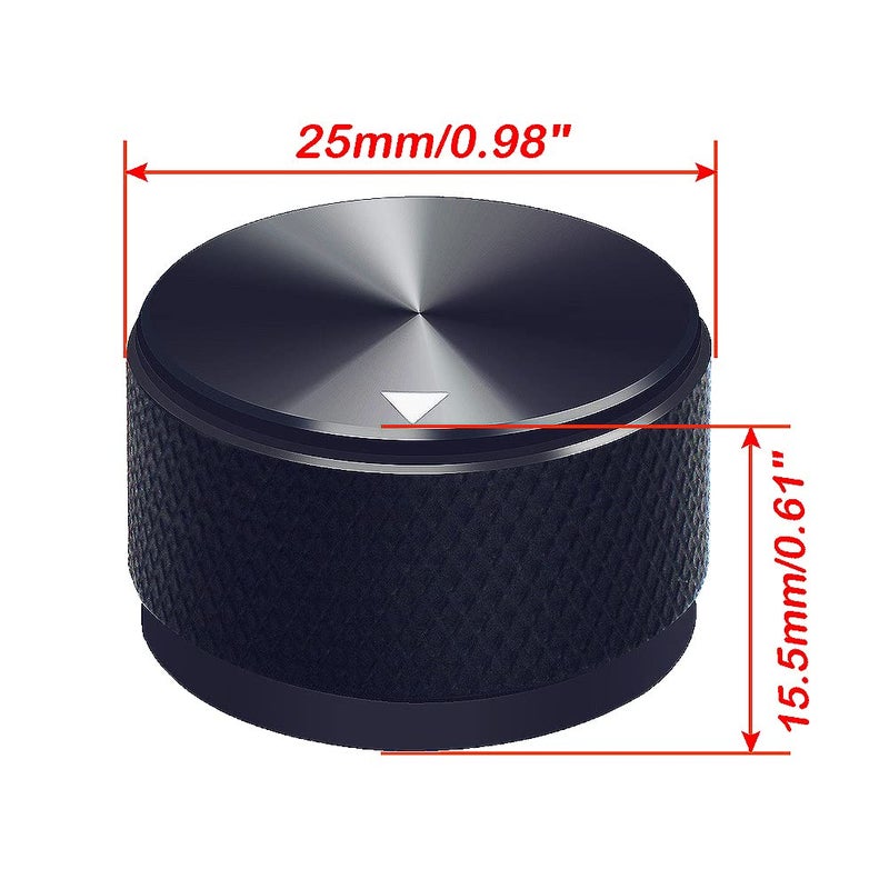 mxuteuk 4pcs Black Guitar Knobs Aluminum Alloy Potentiometer Control knurled Knob Volume Audio Electric Guitar Bass Screw Type 25 x 15.5mm (d*h) KNOB-03-25BK - Image 4